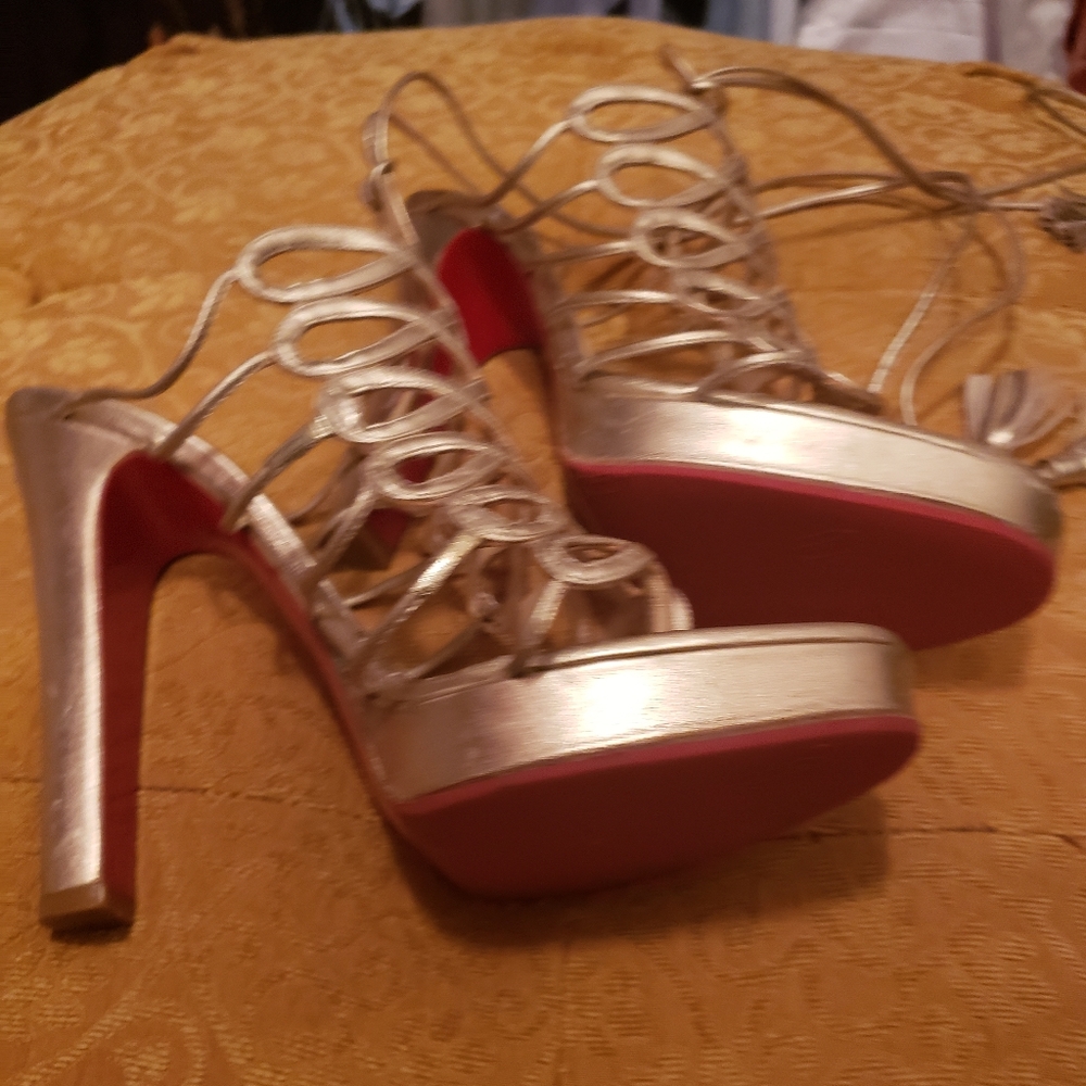 CHRISTIAN LOUBOUTIN  SCRAPPY Metallic  Platform Sandals Size: 9.5 | IT